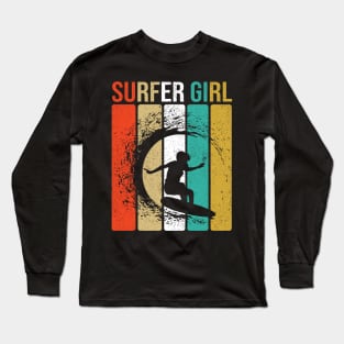 Surfer Girl Surfboard Summer Beach Long Sleeve T-Shirt